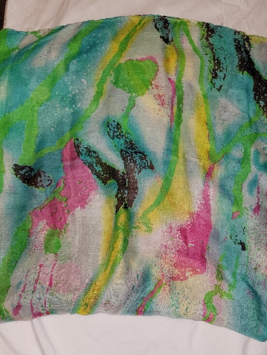 Accessories - Lightweight Green & Blue Watercolor Print Infinity Scarf - Women's Accessory